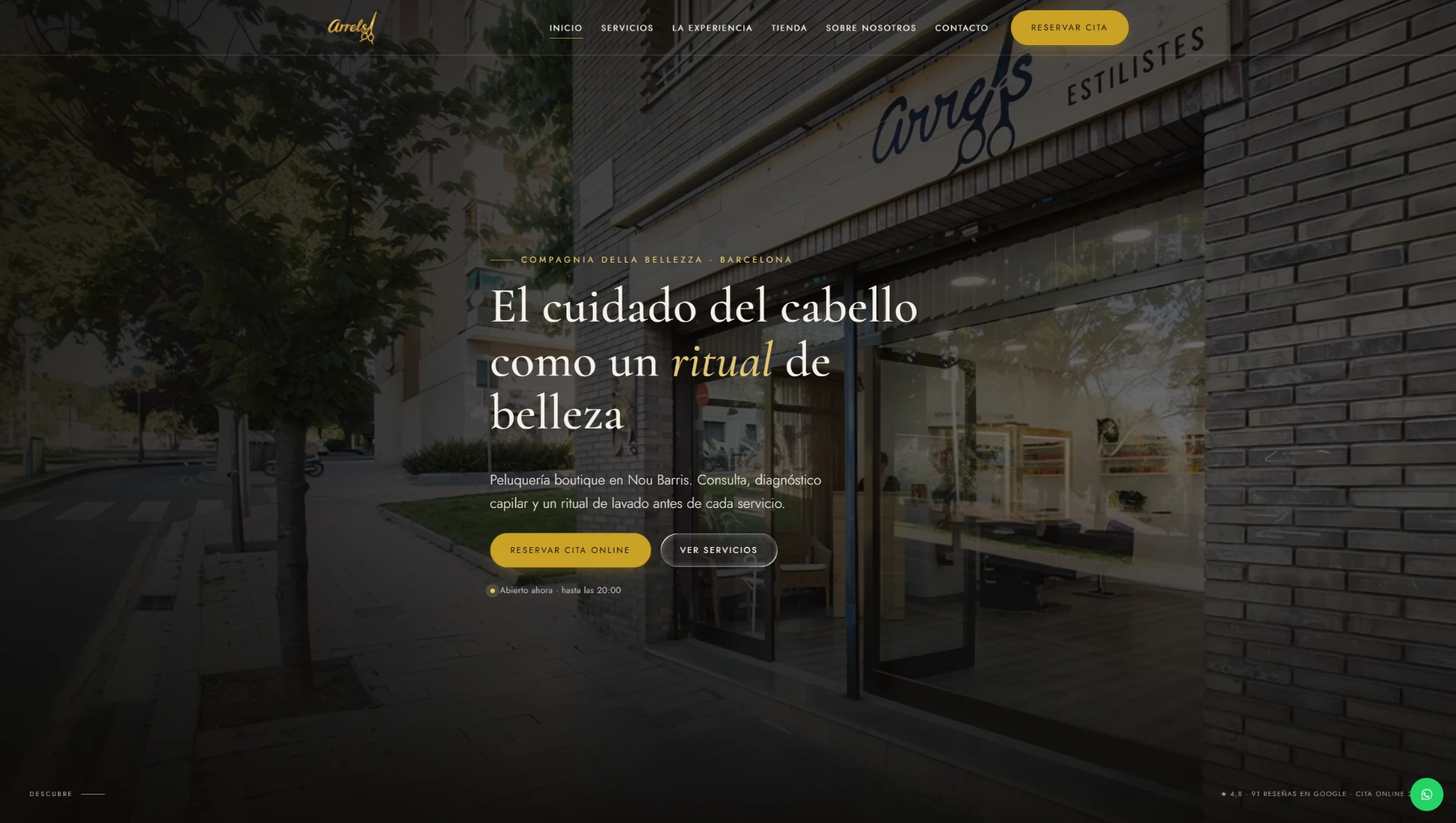 Portada de la web de Arrels Estilistes
